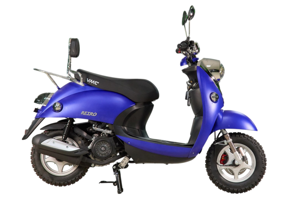Скутер VENTO RETRO 49cc (150) сигнализация (99кг/100кг) (Синий Матовый)
