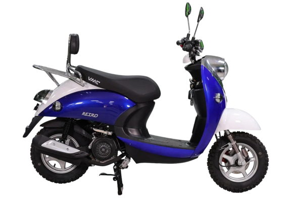 Скутер VENTO RETRO 49cc (150) сигнализация (99кг/100кг) (BLUE/WHITE/RED (Франция))